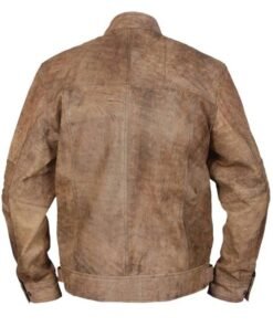 Embrace rugged charm with the Men's Khaki Distressed Café Racer Jacket. This versatile piece combines a classic cafe racer silhouette with a khaki distressed finish