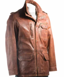 Mens Tan Double Collared Coat