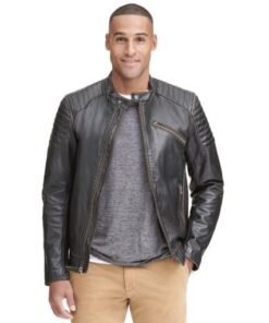 Mens Black Quilted Leather Jacket
