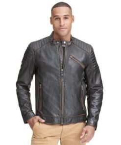 Mens Black Quilted Leather Jacket