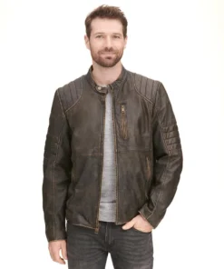 Mens Brown Distressed Leather Jacket