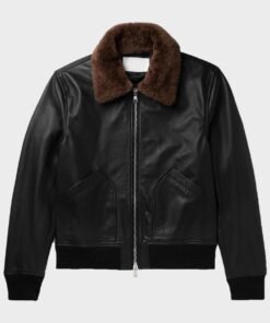 Mens Black Bomber Shearling Jacket