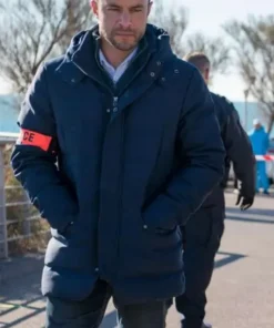 Candice Renoir Antoine Dumas Blue Hooded Jacket