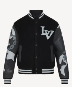 Chains Camo Lv Letterman Varsity Jacket