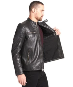 Mens Black Moto Leather Jacket