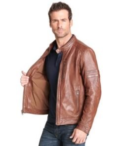 Mens Brown Moto Leather Jacket