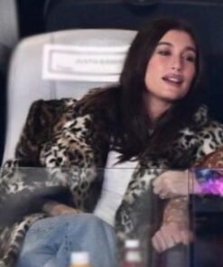 Hailey Bieber Super Bowl Animal Coat