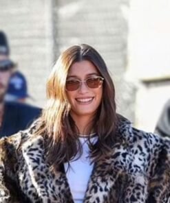 Hailey Bieber Super Bowl Print Coat