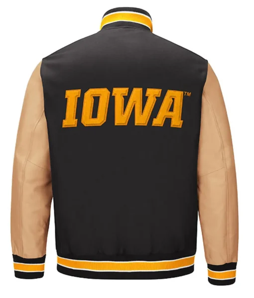 Iowa Hawkeyes Black And Brown Letterman Jacket 2024
