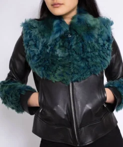 Women’s Shearling Aviator Green Fur Jacket