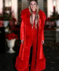 Lainey Wilson Red Faux Fur Coat