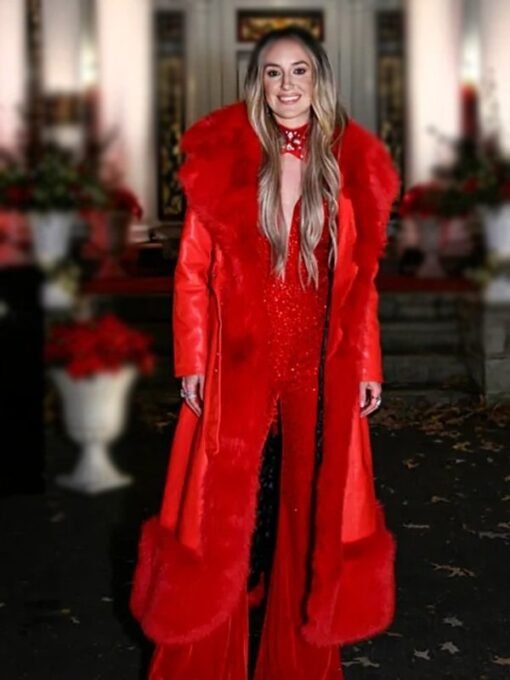 Lainey Wilson Red Faux Fur Coat