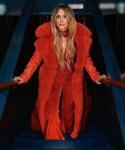 Lainey Wilson Red Faux Fur Coat