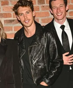Masters Of The Air Austin Butler Black Biker Leather Jacket
