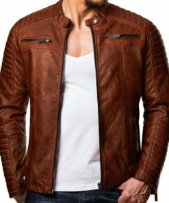 Mens Vintage Cafe Racer Slim Fit Biker Jacket