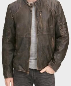 Mens Distressed Cafe Racer – Brown Jacket