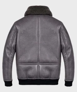 Mens Shearling Grey Sheepskin B2 Leather Jacket