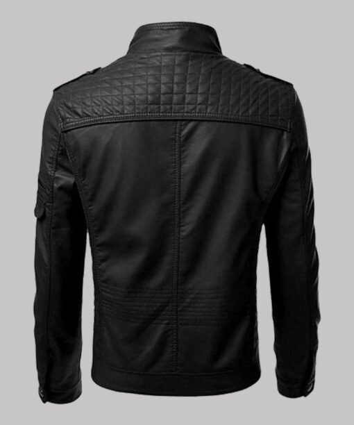 Men’s Black Biker Slim Fit Leather Jacket