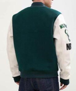 Milwaukee Bucks Green And White Varsity Jacket 2024
