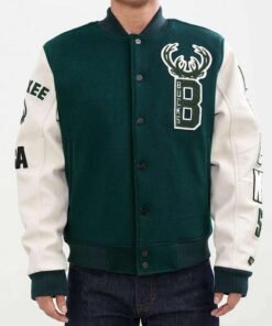 Milwaukee Bucks Green And White Varsity Jacket