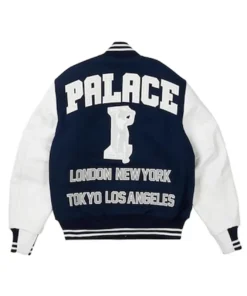 Palace Greek Navy Blue And White Varsity Jacket 2024