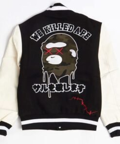 Robert Phillipe We Killed Ape Black Wool Varsity Jacket