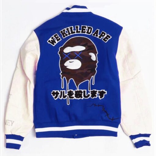 Robert Phillipe We Killed Ape Blue Wool Varsity Jacket
