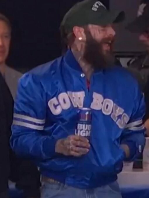 Super Bowl LVIII Cowboys Post Malone Blue Bomber Jacket