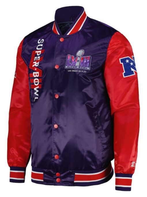 Super Bowl LVIII Starter Purple Varsity Jacket