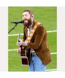 Super-Bowl-Lviii-Post-Malone-Brown-Suede-Blazer-1