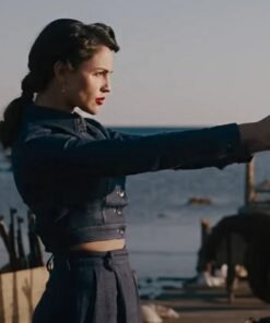 Eiza González The Ministry of Ungentlemanly 2024 Blue Cropped Denim Jacket