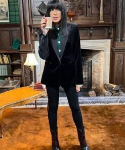 The Traitors Claudia Winkleman Black Velvet Blazer