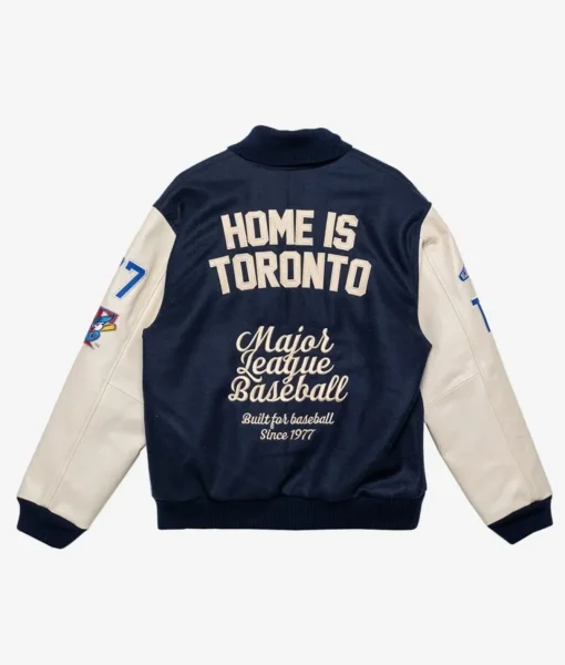 Toronto Blue Jays Patch Navy And Cream Letterman Jacket 2024