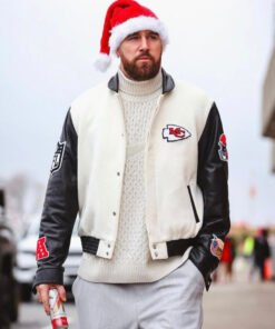Travis Kelce Chiefs White Varsity Jacket