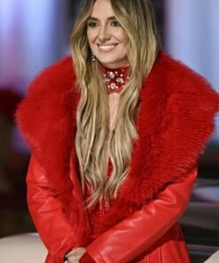 Lainey Wilson Red Faux Fur Coat