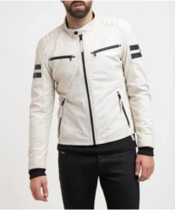 Men Genuine Lambskin Leather Motorcycle Jacket
