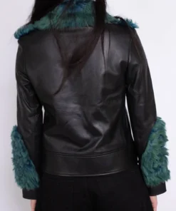 Women’s Shearling Aviator Green Fur Jacket