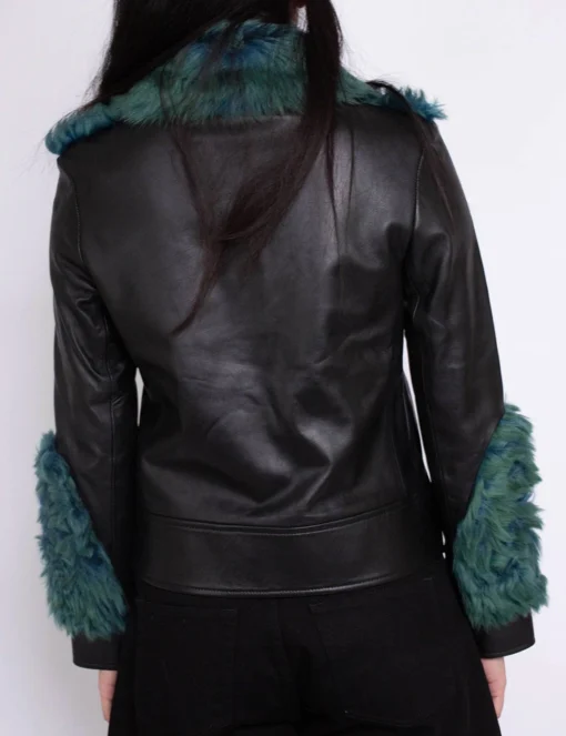 Women’s Shearling Aviator Green Fur Jacket
