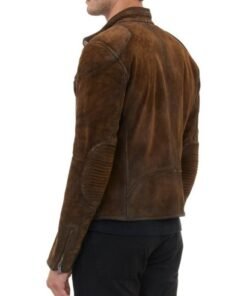 Mens Cafe Racer Brown Suede Jacket