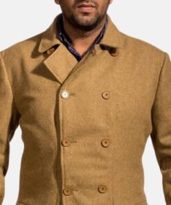 Mens Khaki Cotton Peacoat