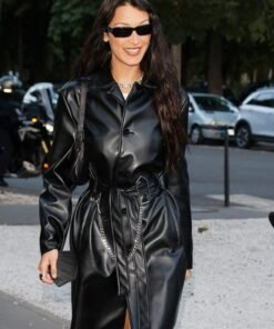 Bella Hadid Leather Trench Coat