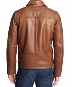 Vintage Mens Brown Casual Shirt Collar Leather Jacket