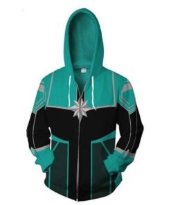 Team Captain Marvel Green Cotton Hoodie