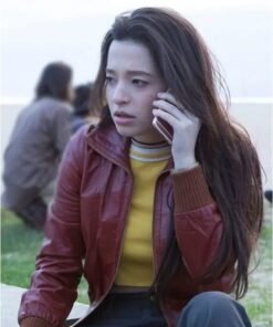 Better Things S05 Max Maroon Leather Jacket