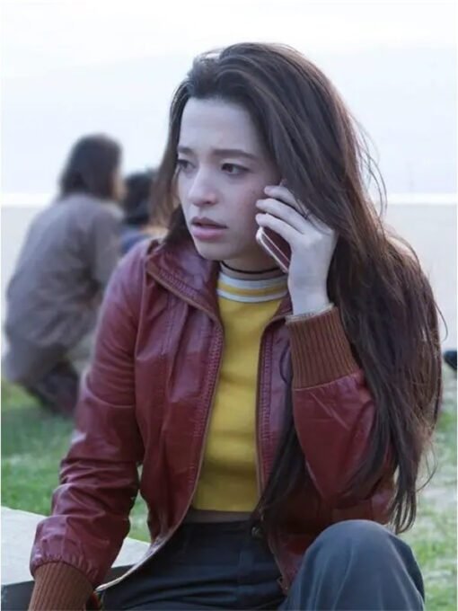 Better Things S05 Max Maroon Leather Jacket