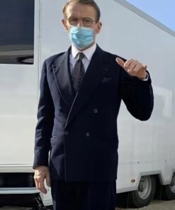 Lambert Wilson Mrs. Harris Goes to Paris Blue Coat