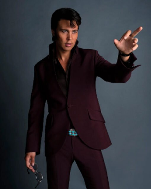 Elvis 2022 Austin Butler Maroon Suit