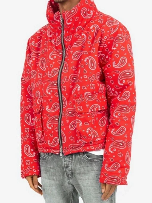 Red Bandana Puffer Jacket