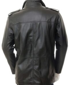 Mens Black Leather Peacoat