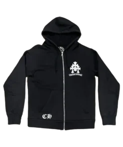 Logo Zip Up Black Hoodie